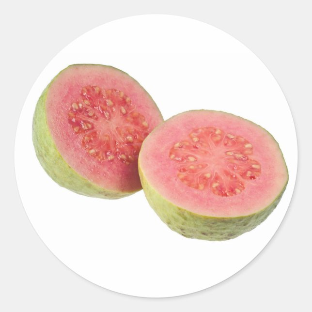 Zwei halbe rosa Guava Runder Aufkleber (Vorderseite)