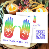 Zwei Hände Herz Hamsa Rainbow CUSTOM QR Code