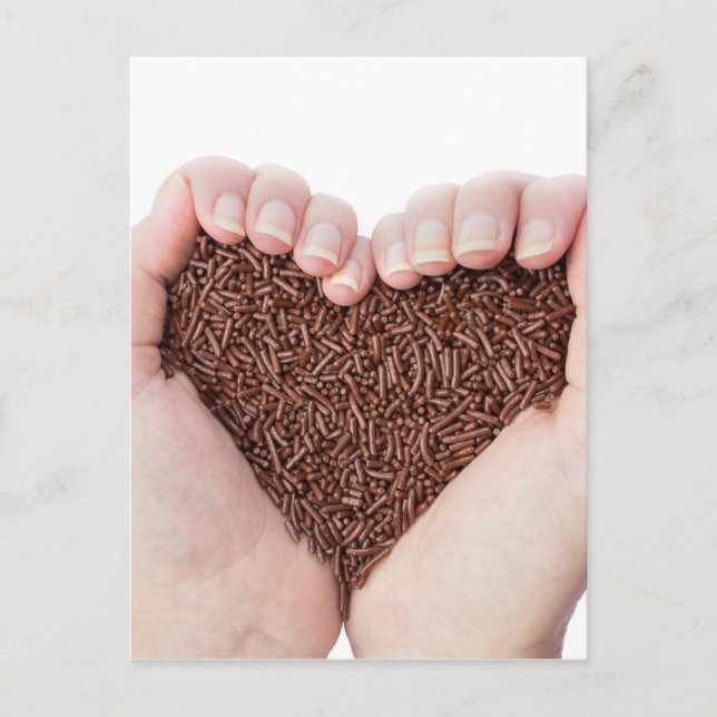 Zwei Hände mit Schokoladensprinklen Postkarte (Vorderseite)