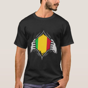 Zwei Hände Ripping offenbare Flag von Mali T-Shirt