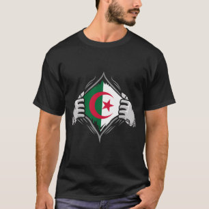 Zwei Hände Ripping offenbaren Flag Algerien T-Shirt