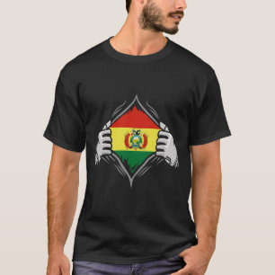 Zwei Hände Ripping Revealing Flag von Bolivien T-Shirt