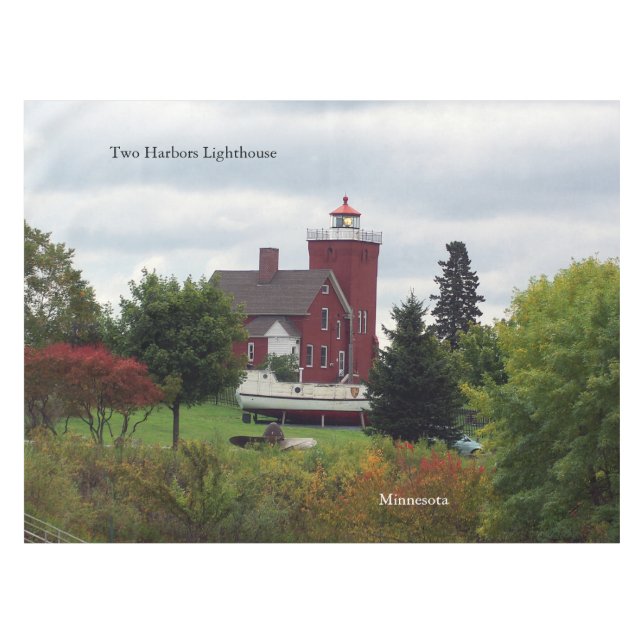 Zwei Harbour Lighthouse & Boat Tischdecken (Vorderseite (Horizontal))