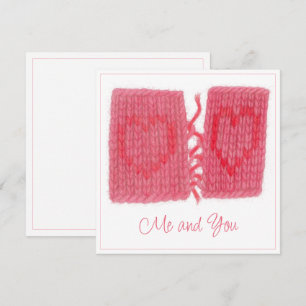 ZWEI HEARTS STRICK 5.25" Square Flachkarte + Text Karte