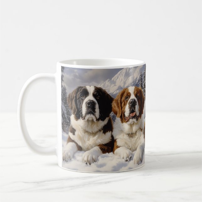 Zwei Heilige Bernards im Schnee Kaffeetasse (Links)