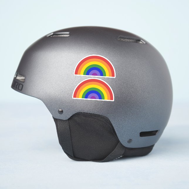 Zwei helle Rainbow LGBTQ Prix Aufkleber (Helmseite)