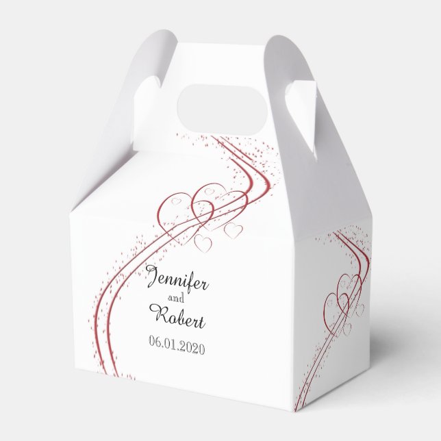 Zwei Herz als eine Gastgeschenk Hochzeit Geschenkschachtel (Vorderseite)