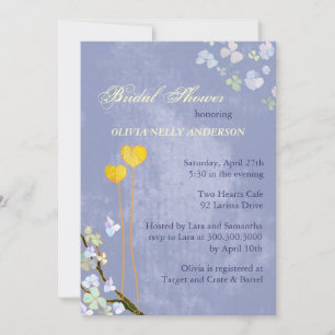 Zwei Herz Blue Spring Blumengebirge Brautparty Einladung