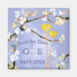 Zwei Herz Blue Wedding speichern das Datum Magnet