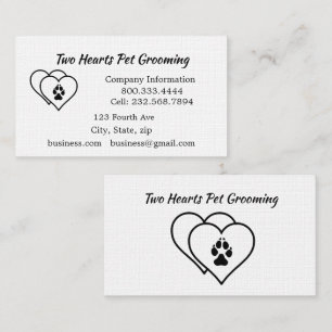 Zwei Herz Liebe Tiere Haustiere Geschäft Visitenkarte