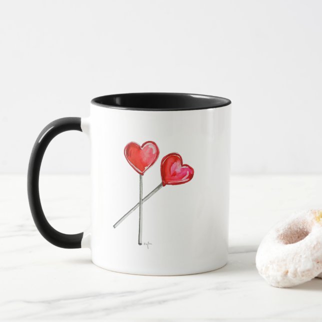 Zwei Herz Lollies Tasse (Mit Donut)