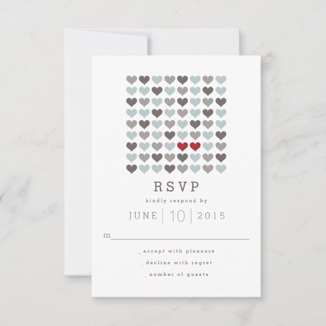 Zwei Herz-moderne Hochzeit UAWG Wartekarte RSVP Karte (Vorderseite)