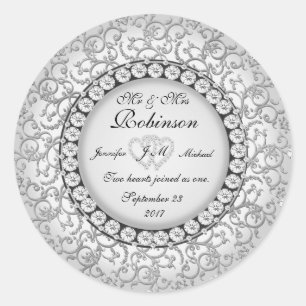 Zwei Herz-Monogramm-Hochzeitmuster Runder Aufkleber