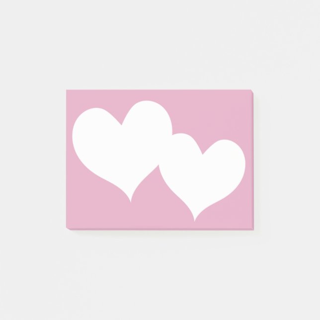 Zwei Herz-Rosa-Notizen Post-it Klebezettel (Vorderseite)
