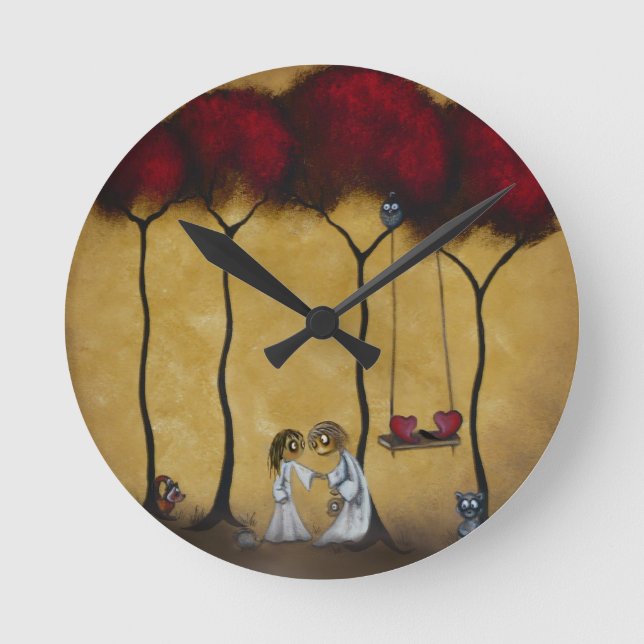 Zwei Herz-Wall-Uhr Runde Wanduhr (Vorderseite)