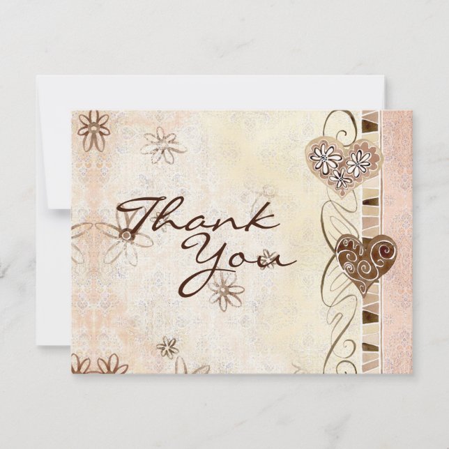 Zwei Herzen als ein Dankeschön Notizen beigetreten Einladung (Vorderseite)