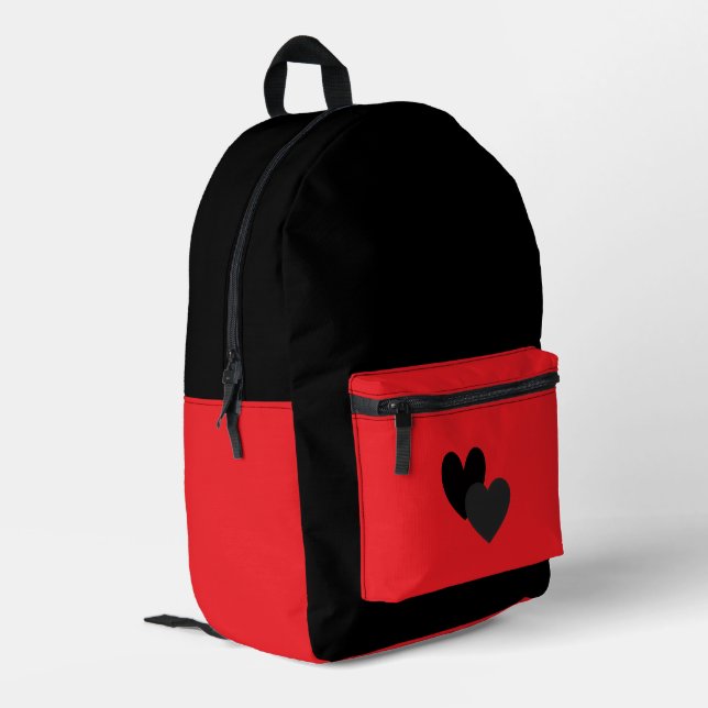 Zwei Herzen Bedruckter Rucksack (Rückseitige Ecke links)
