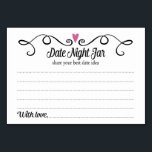 Zwei Herzen Date Jar Ideen Hochzeiten Karten<br><div class="desc">Diese stilvollen Dattelkarten sind die perfekte Ergänzung zu Ihrem Hochzeitsempfang oder Brautparty. Das Design zeichnet sich durch einen Wirblen schwarzen Rahmen mit einem lila Pflaumenherz aus. Der Text im Text ist "Date Jar" in einem lustigen, schwarzen Skript-Schriftart und "share your best date idea" in einem einfachen schwarzen Schriftart. Die Karte...</div>