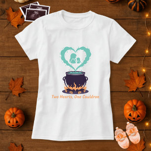 Zwei Herzen Ein Cauldron Spooky Schwangerschaft Mu T-Shirt