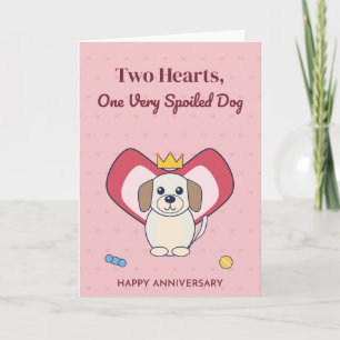 Zwei Herzen, ein sehr verwöhnter Hund Jubiläum Karte