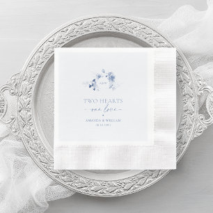 Zwei Herzen · Eine Liebe Dusty Blue Hochzeit  Serviette