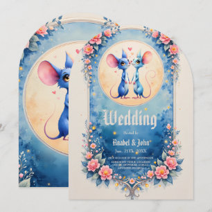 Zwei Herzen, eine Liebe – Hochzeitsmäuse. Einladung