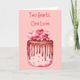 Zwei Herzen eine Liebe Hochzeitstorte Karte