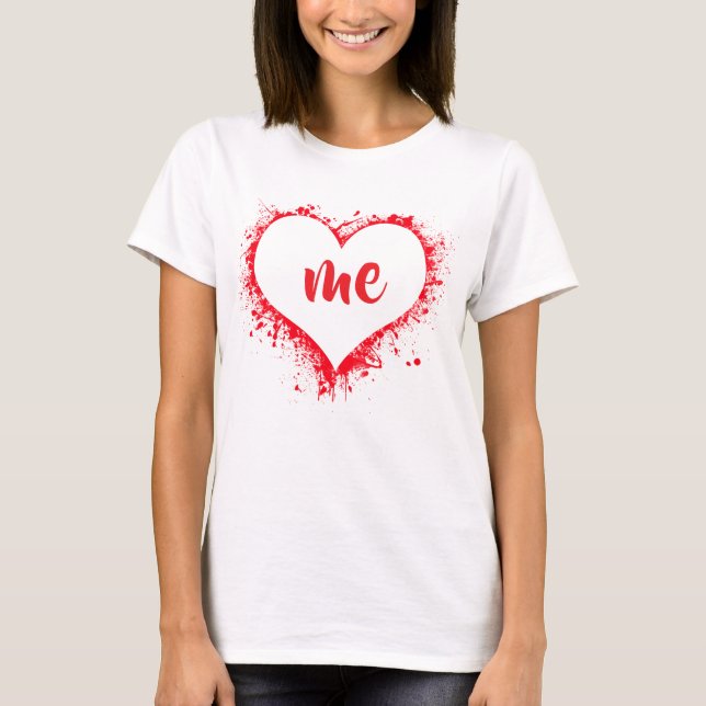 Zwei Herzen, eine Liebe, Küss mich: Paar Ziele T-Shirt (Vorderseite)