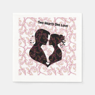 Zwei Herzen Eine Liebe Romantische Paarsilhouette Serviette