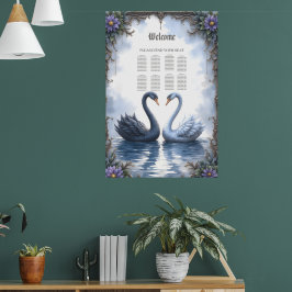 Zwei Herzen, eine Reflexion – Romantische Schwan H Poster