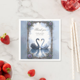 Zwei Herzen, eine Reflexion – Romantische Schwan H Serviette
