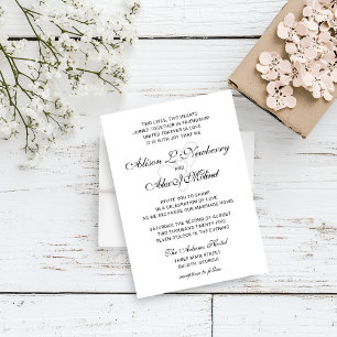 Zwei Herzen Elegante Script Hochzeit Einladung