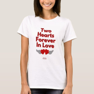 Zwei Herzen für immer in der Liebe Frauen weißes T T-Shirt