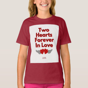 Zwei Herzen für immer in der Liebe Mädchen Maroon T-Shirt