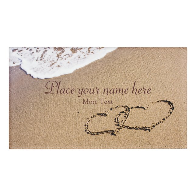 Zwei Herzen im Sand Namenschild (Vorderseite)