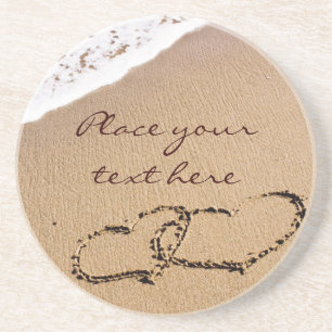 Zwei Herzen im Sand Sandstein Untersetzer