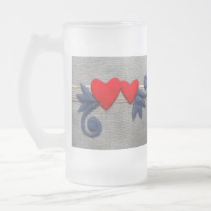 Zwei Herzen Mattglas Bierglas