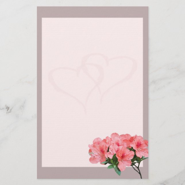Zwei Herzen mit grauer Border-Hochzeit Briefpapier (Vorderseite)