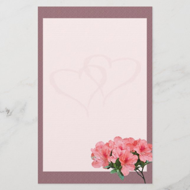 Zwei Herzen mit rosa brauner Hochzeit Briefpapier (Vorderseite)