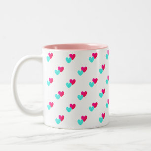 Zwei-Herzen-Muster Zweifarbige Tasse