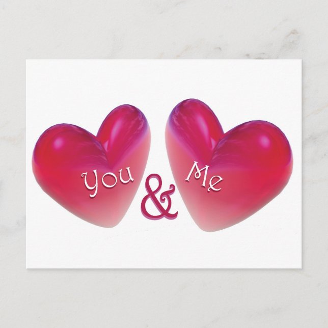 Zwei Herzen Romantik Postkarte (Vorderseite)