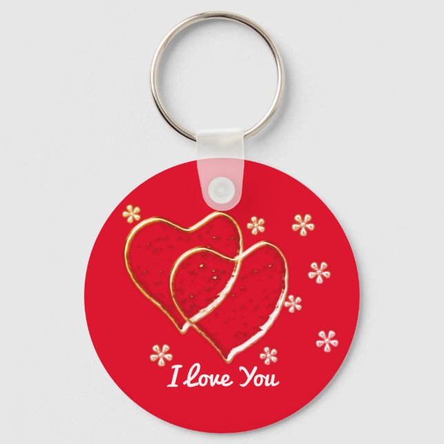 zwei Herzen, romantische Hochzeit.Personalisiert K Schlüsselanhänger (Vorderseite)