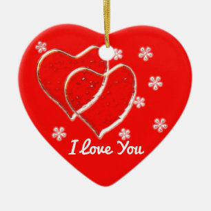 Zwei Herzen, romantische Hochzeit.Personalisiert Keramik Ornament