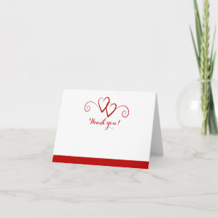 Zwei Herzen Roter Swirl Hochzeit Danke Note Card