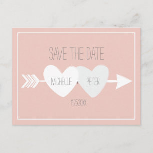 Zwei Herzen Save the Date Ankündigungspostkarte