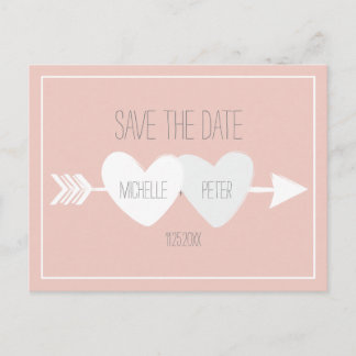 Zwei Herzen Save the Date Ankündigungspostkarte