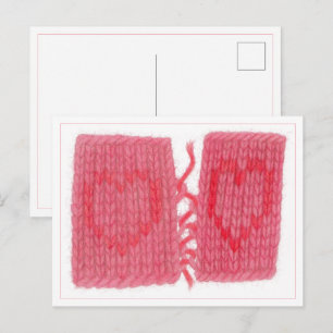 ZWEI HERZEN STRICK Postkarte