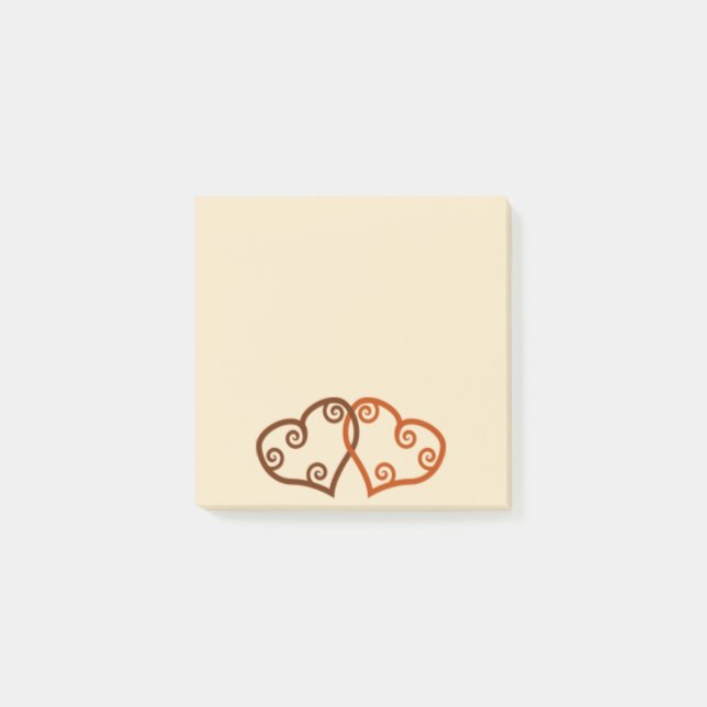 Zwei Herzen verbunden Post-it Klebezettel (Vorderseite)