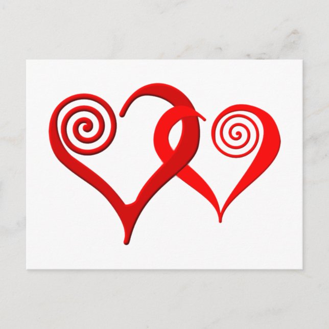 zwei Herzen verflochten Postkarte (Vorderseite)