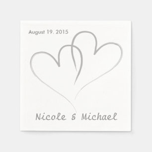 Zwei Herzen verwoben Hochzeitspapier Napkins. Serviette